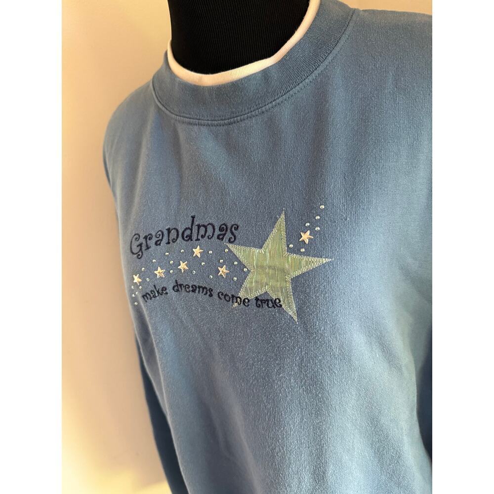 Y2K Grandma Core Blue Fleece Sweatshirt Fairy Grunge Cozy PXL - Picture 3 of 5